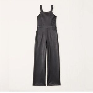 Brand New With Tags! abercrombie kids faux leather jumpsuit, black, size 11/12